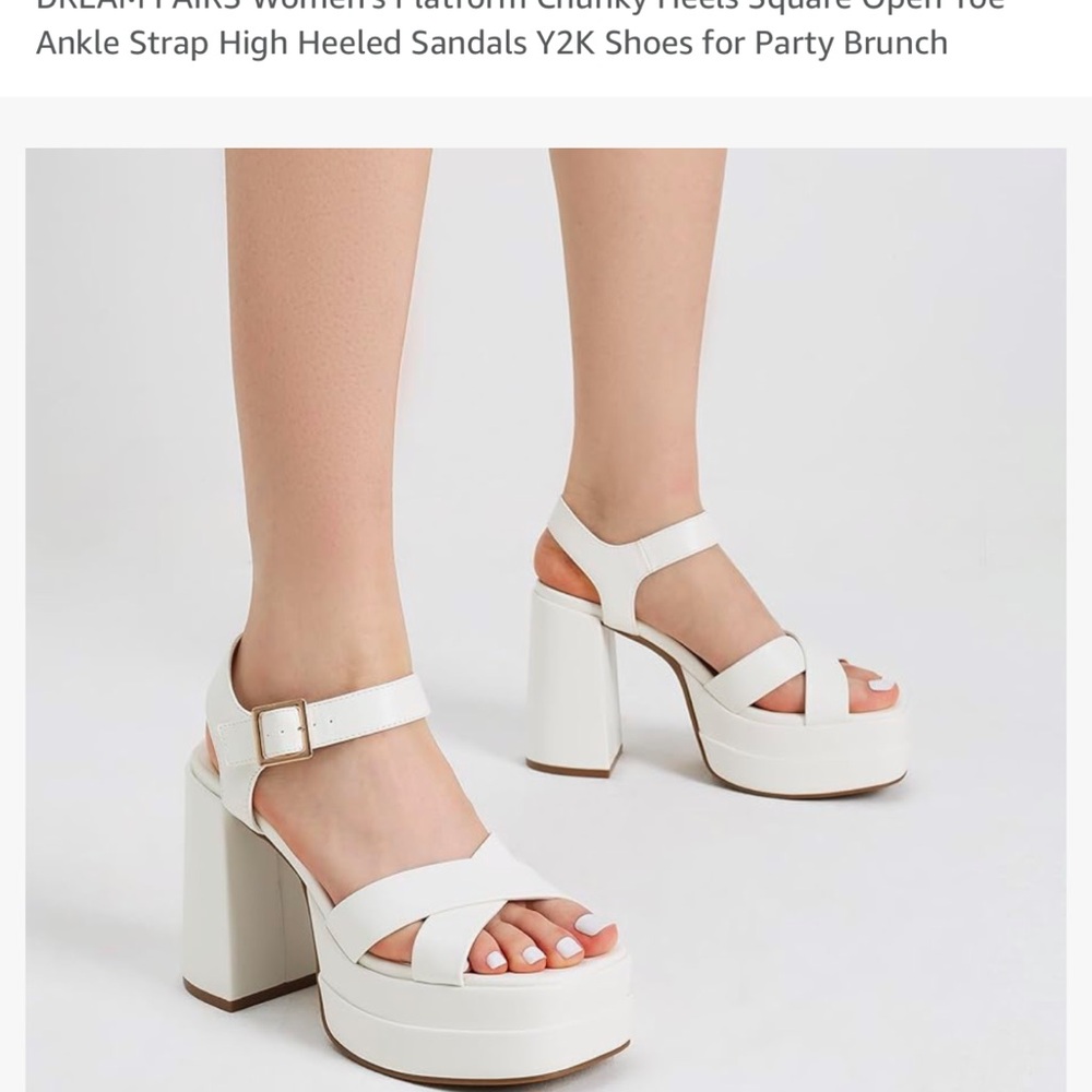 Dream Pairs Women's White High Heeled Sandals